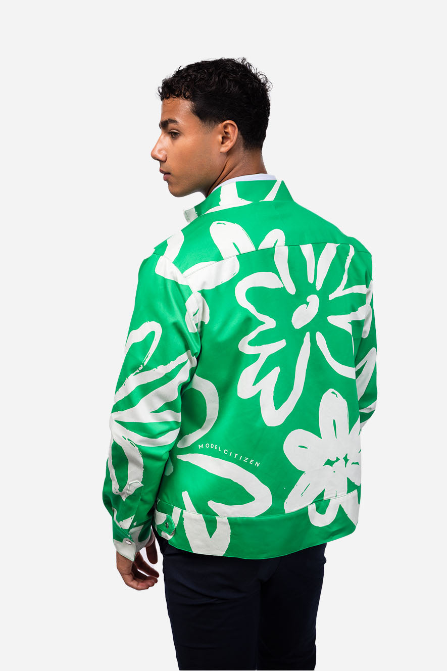 Green Minimal Shirt Jacket