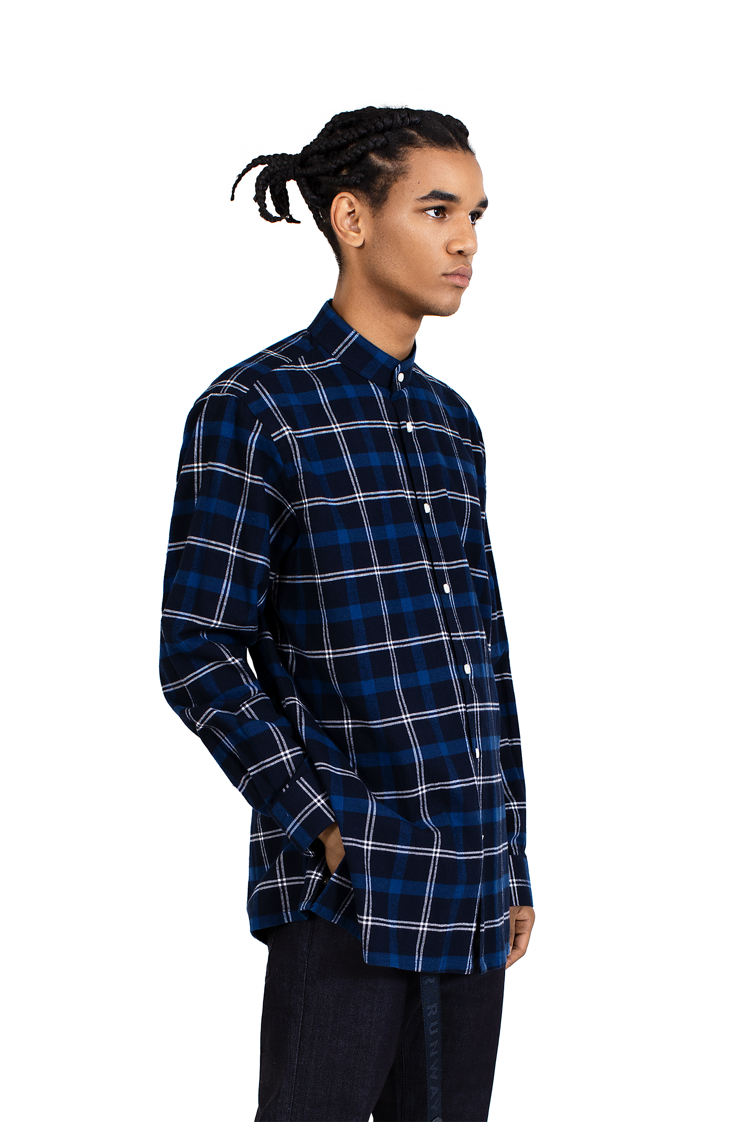Flannel Check Shirt in Navy/White