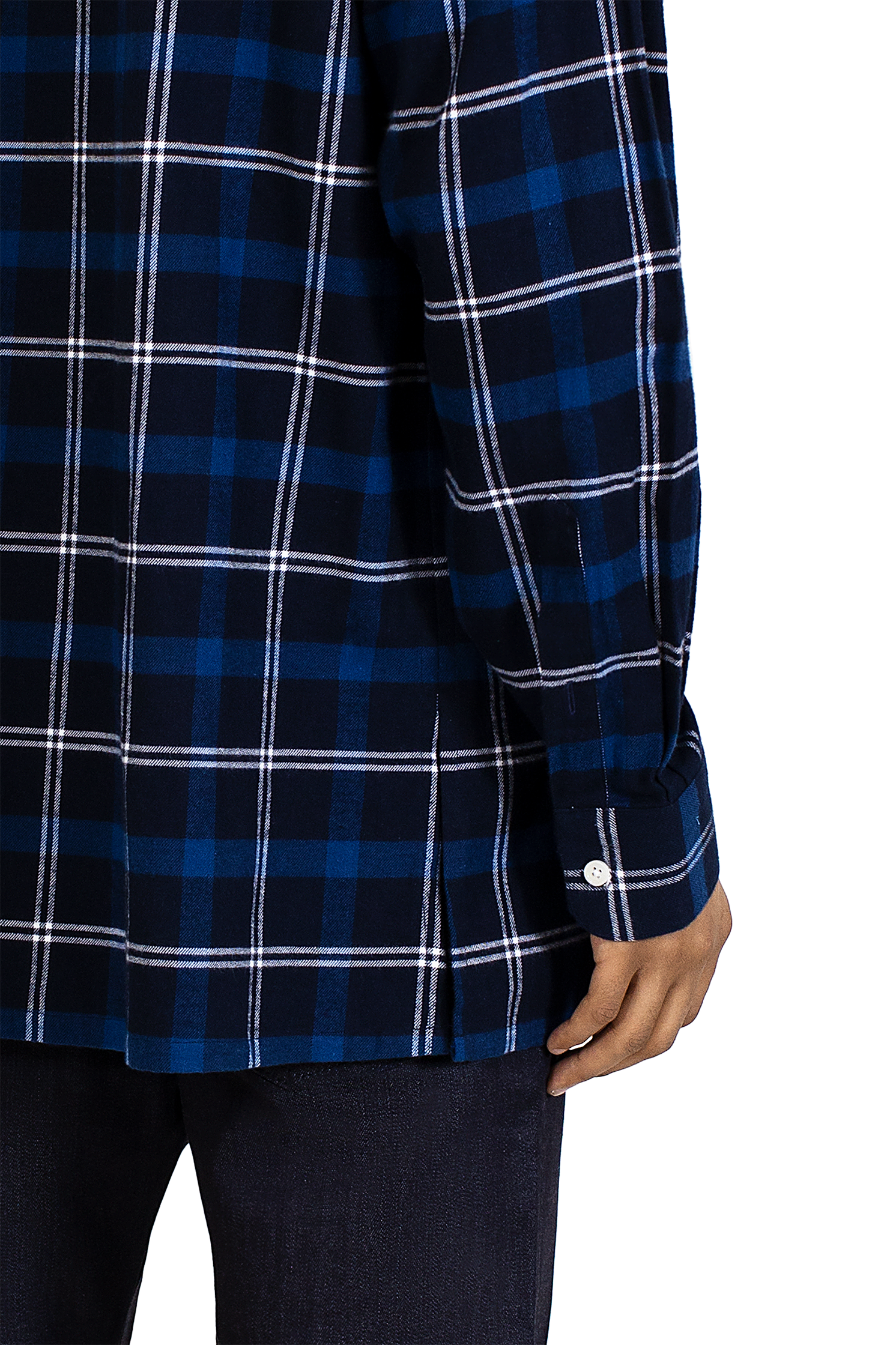 Flannel Check Shirt in Navy/White