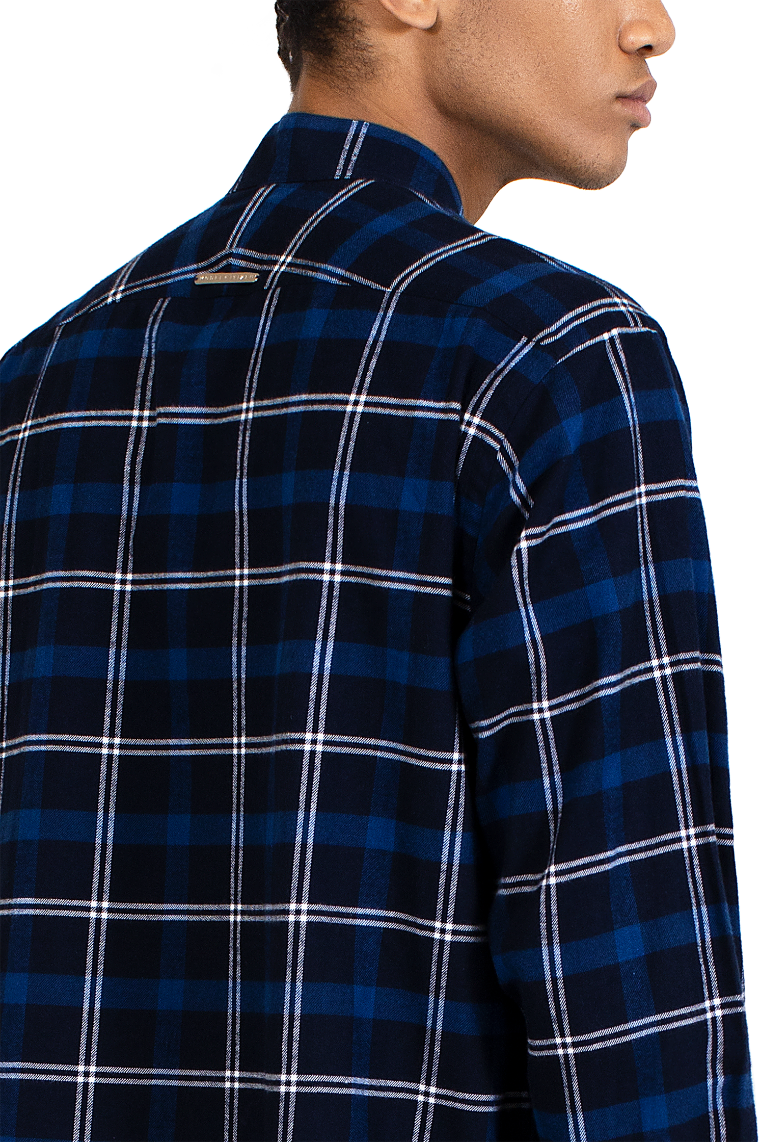 Flannel Check Shirt in Navy/White