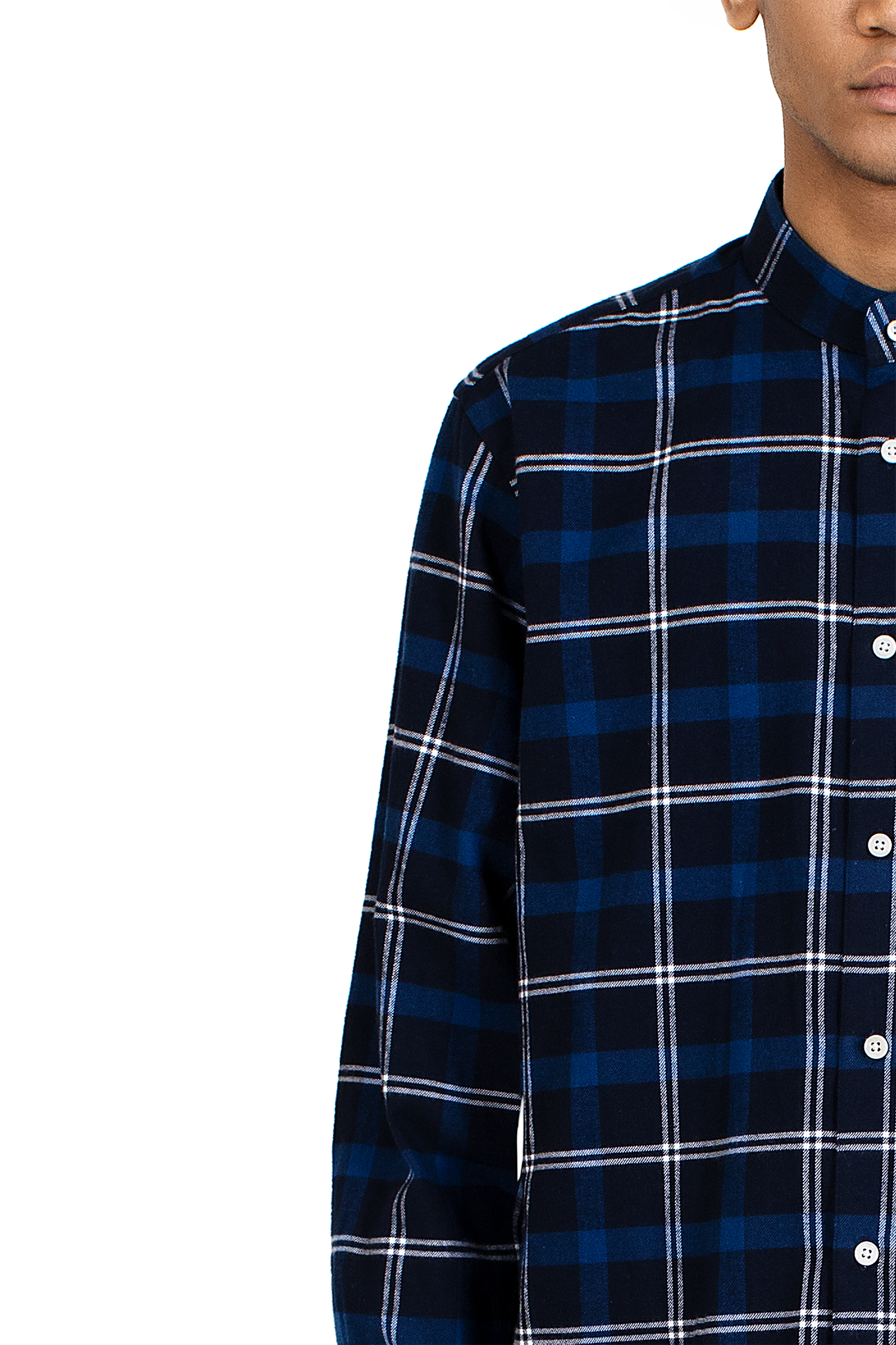Flannel Check Shirt in Navy/White