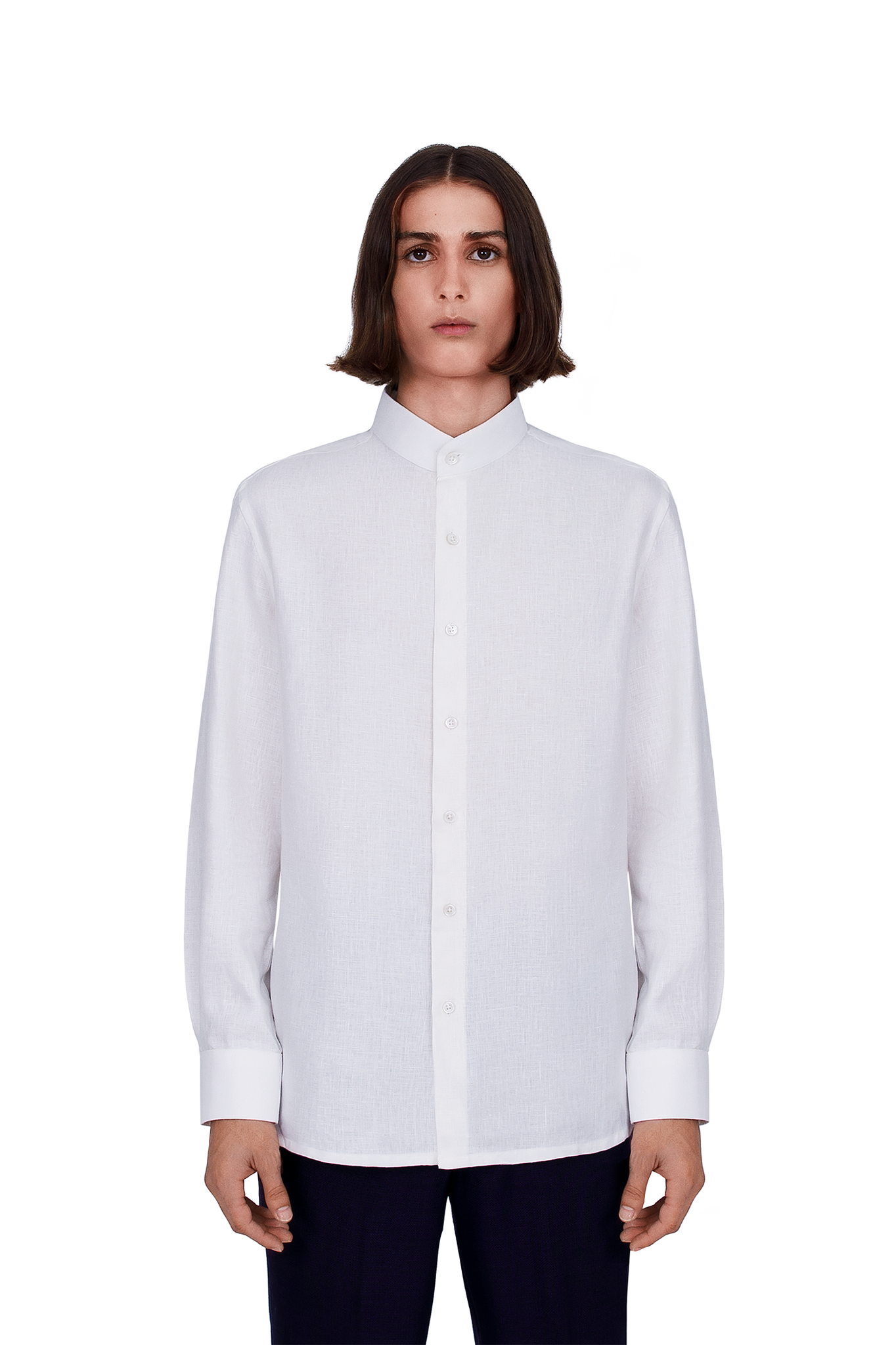 Long Sleeved Linen Shirt in White