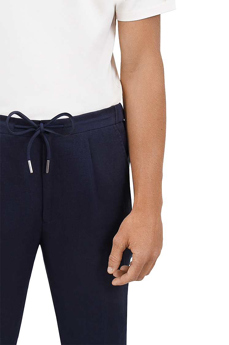 Linen Jogger in Midnight Blue