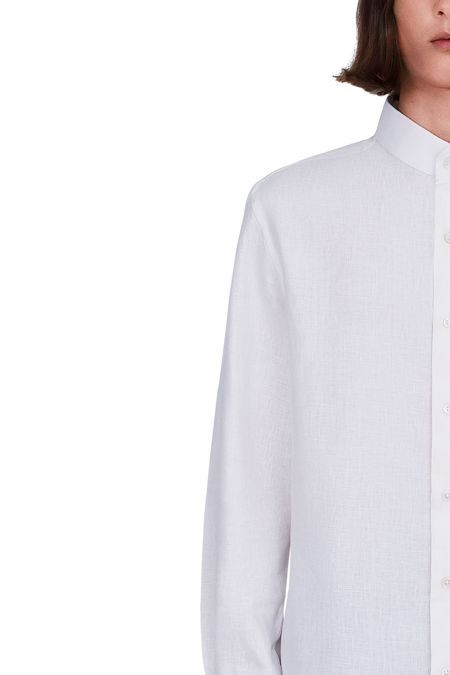 Long Sleeved Linen Shirt in White