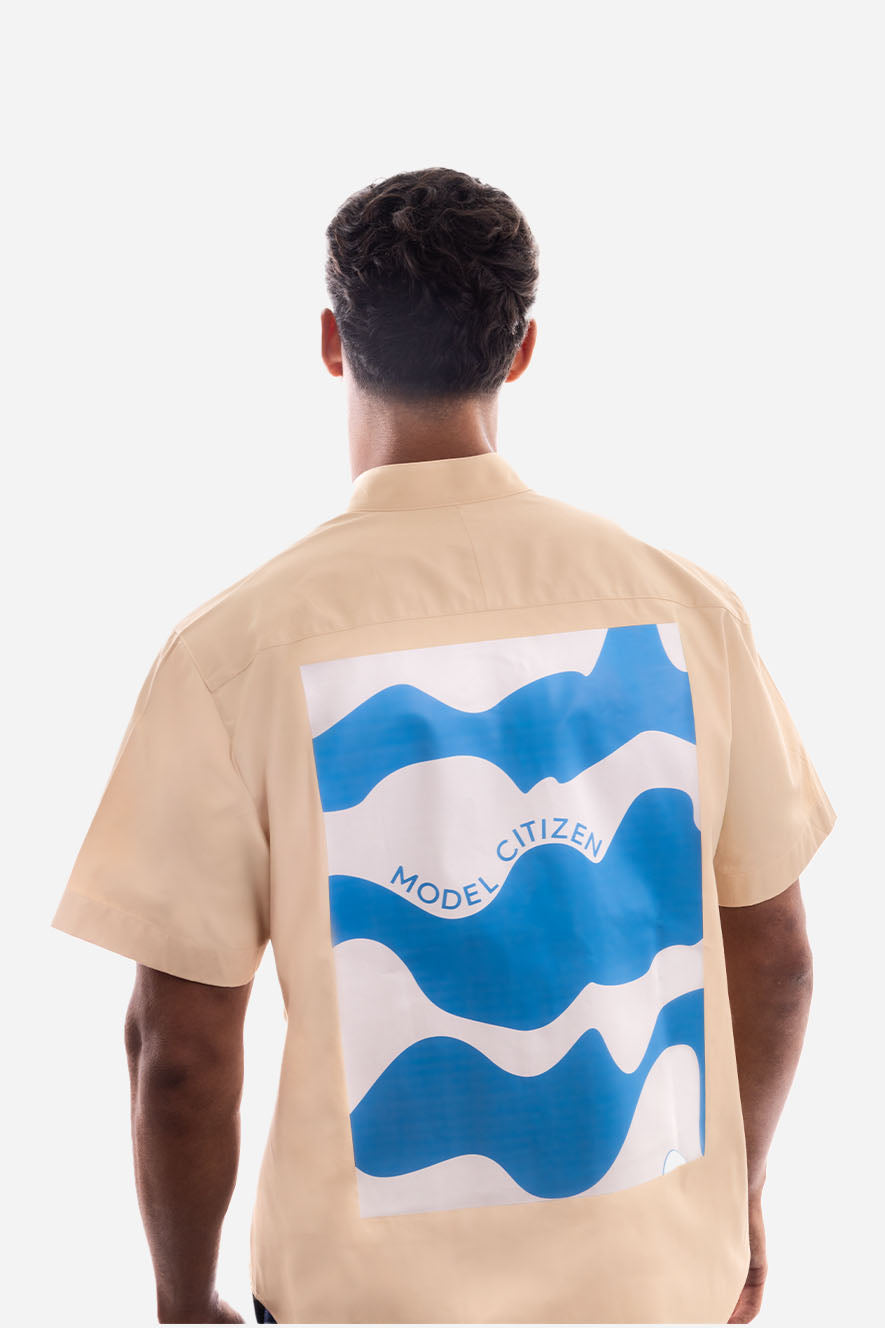 Psychadelic Wave Tan Shirt (Back Print)