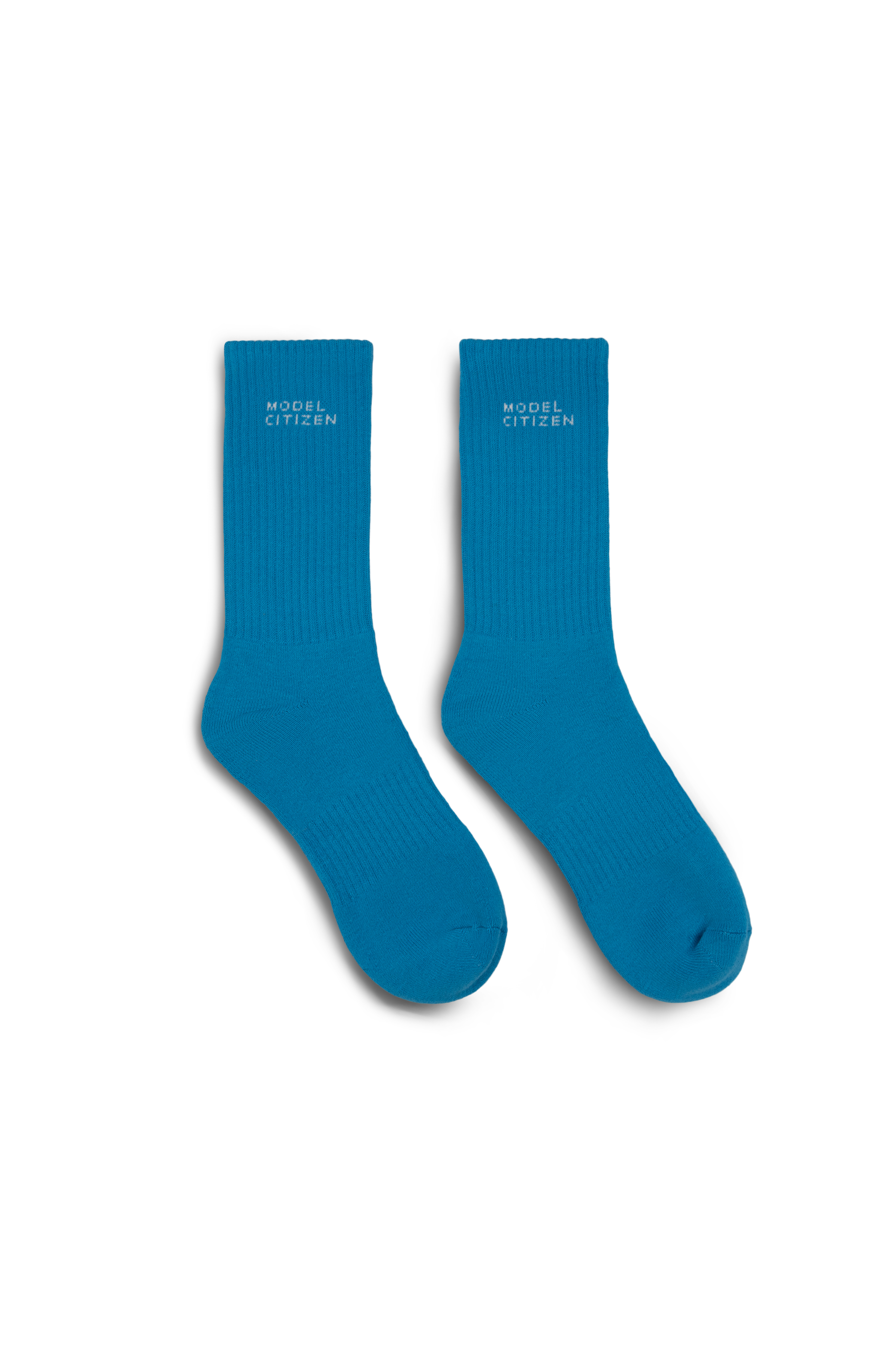 Mid Height Cotton Blend Socks in Cyan