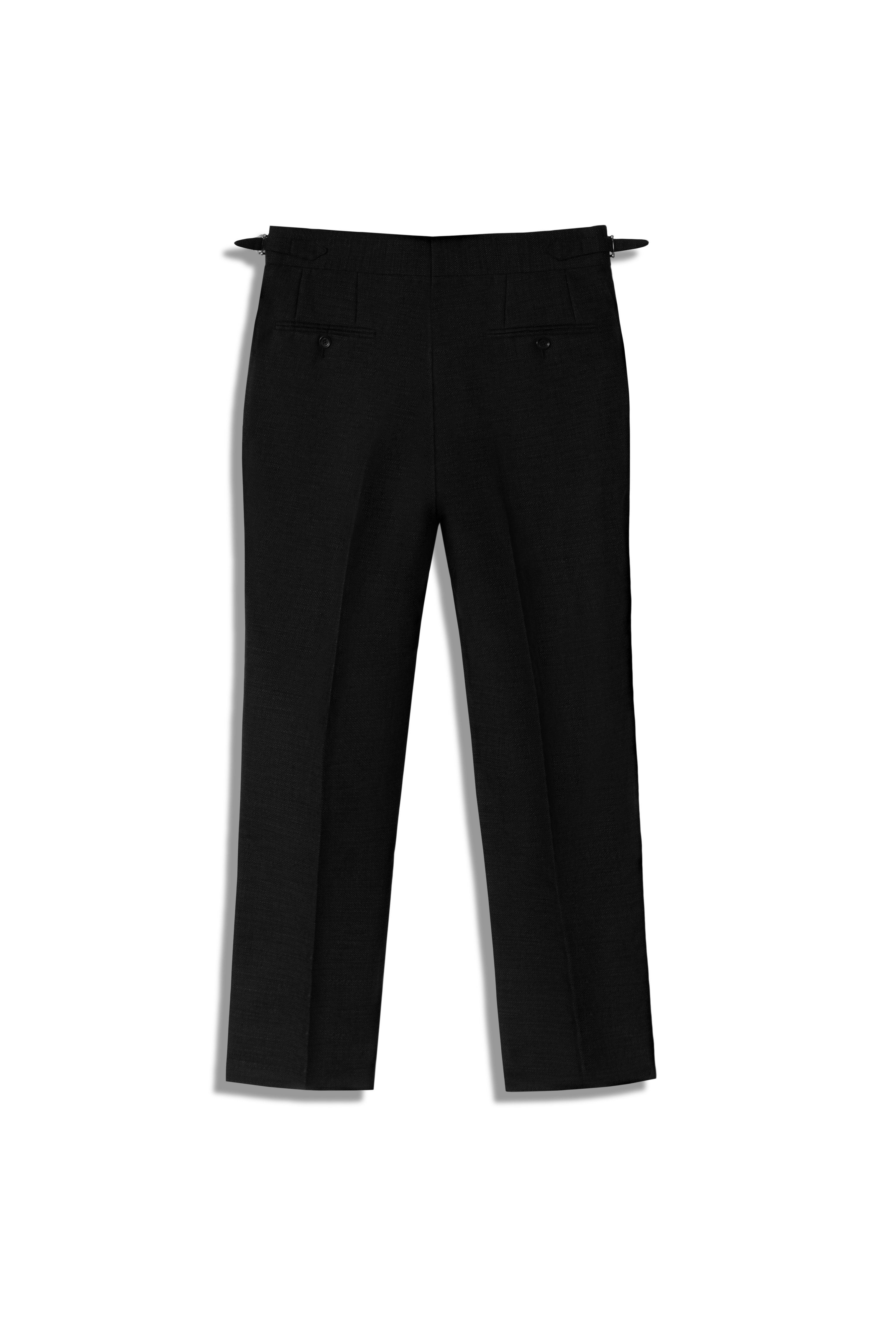 Black Wool Hopsack Pants