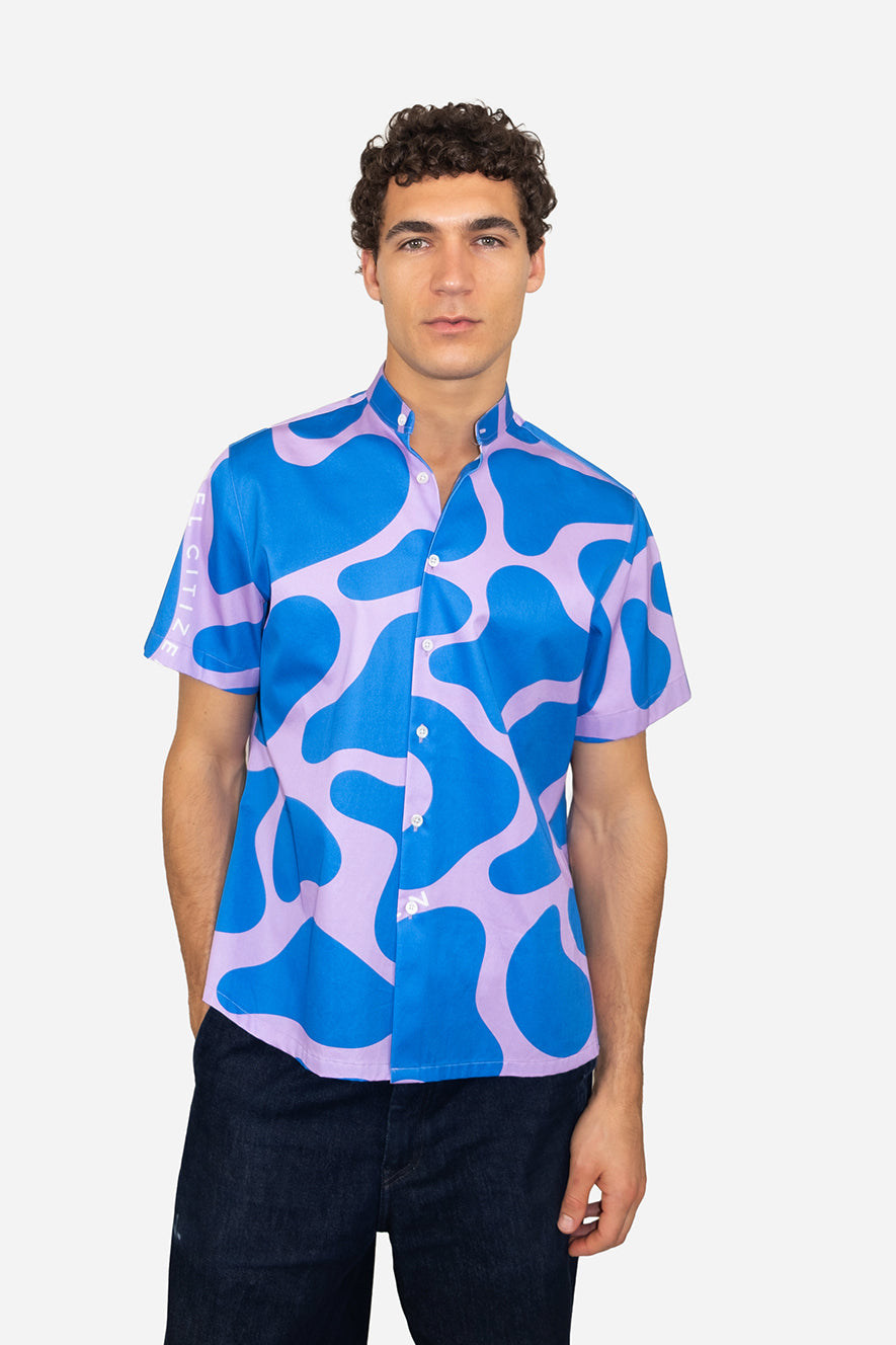 Liquid Camouflage Printed Shirt - Lavender/Blue