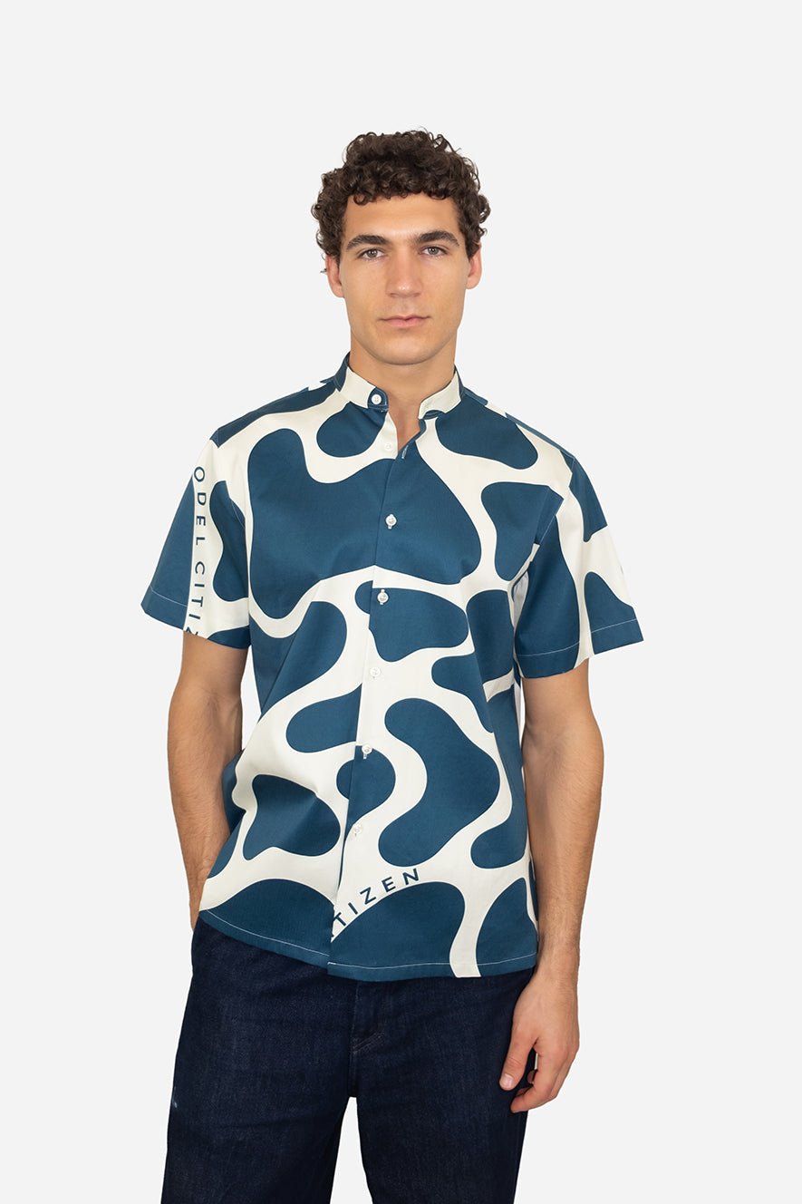Liquid Camouflage Printed Shirt - Navy