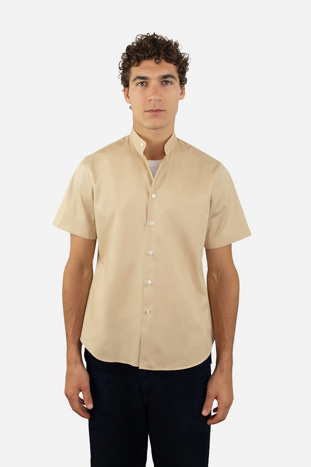 Tan Red Patch Logo Shirt