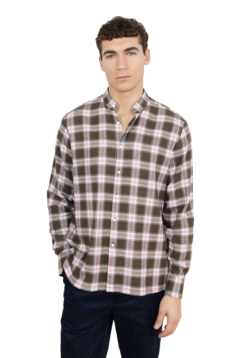 Flannel Olive/Pink Check Shirt