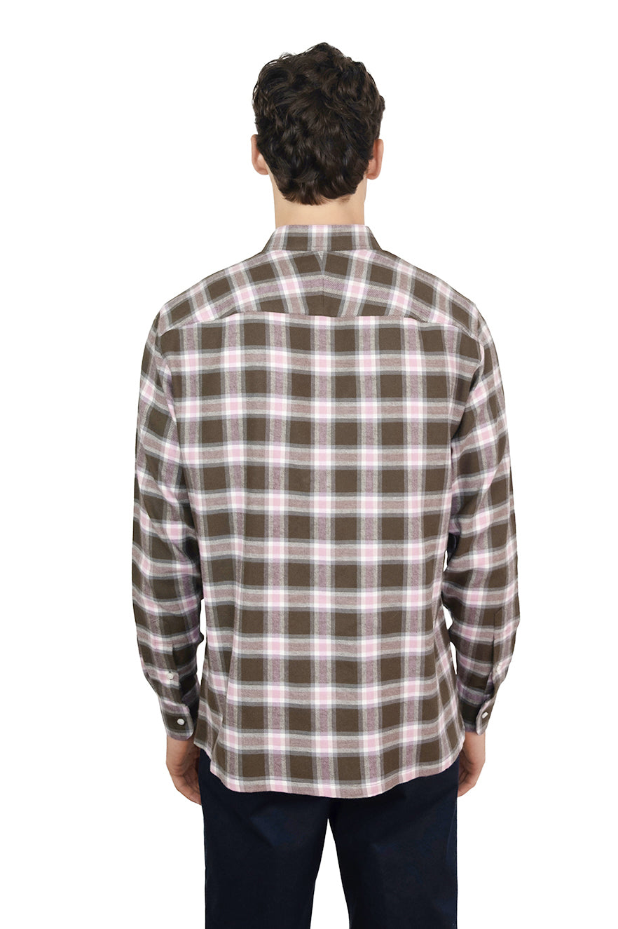 Flannel Olive/Pink Check Shirt