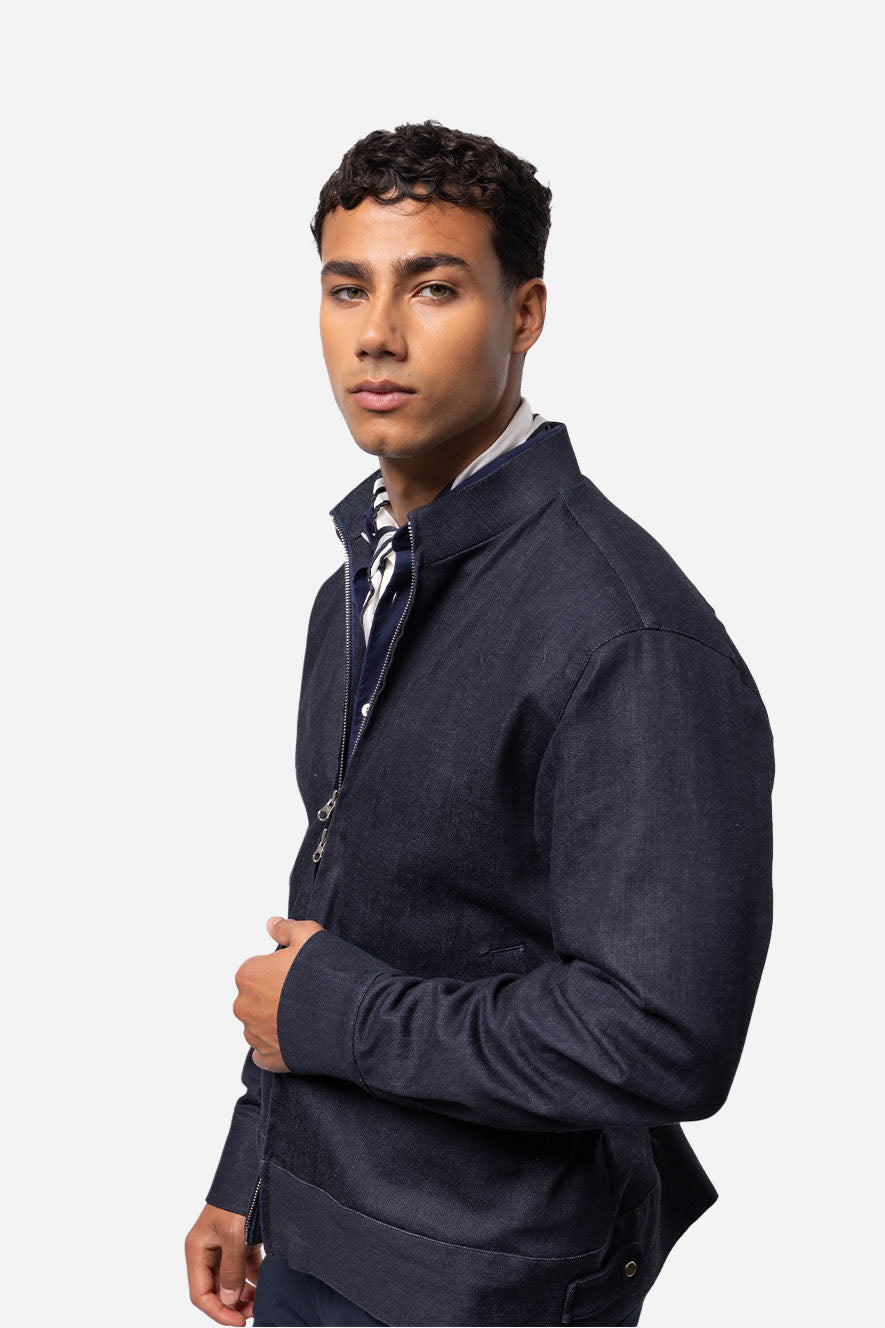 Chinese Style Tang Suit Washed Denim Top Stand Collar Denim