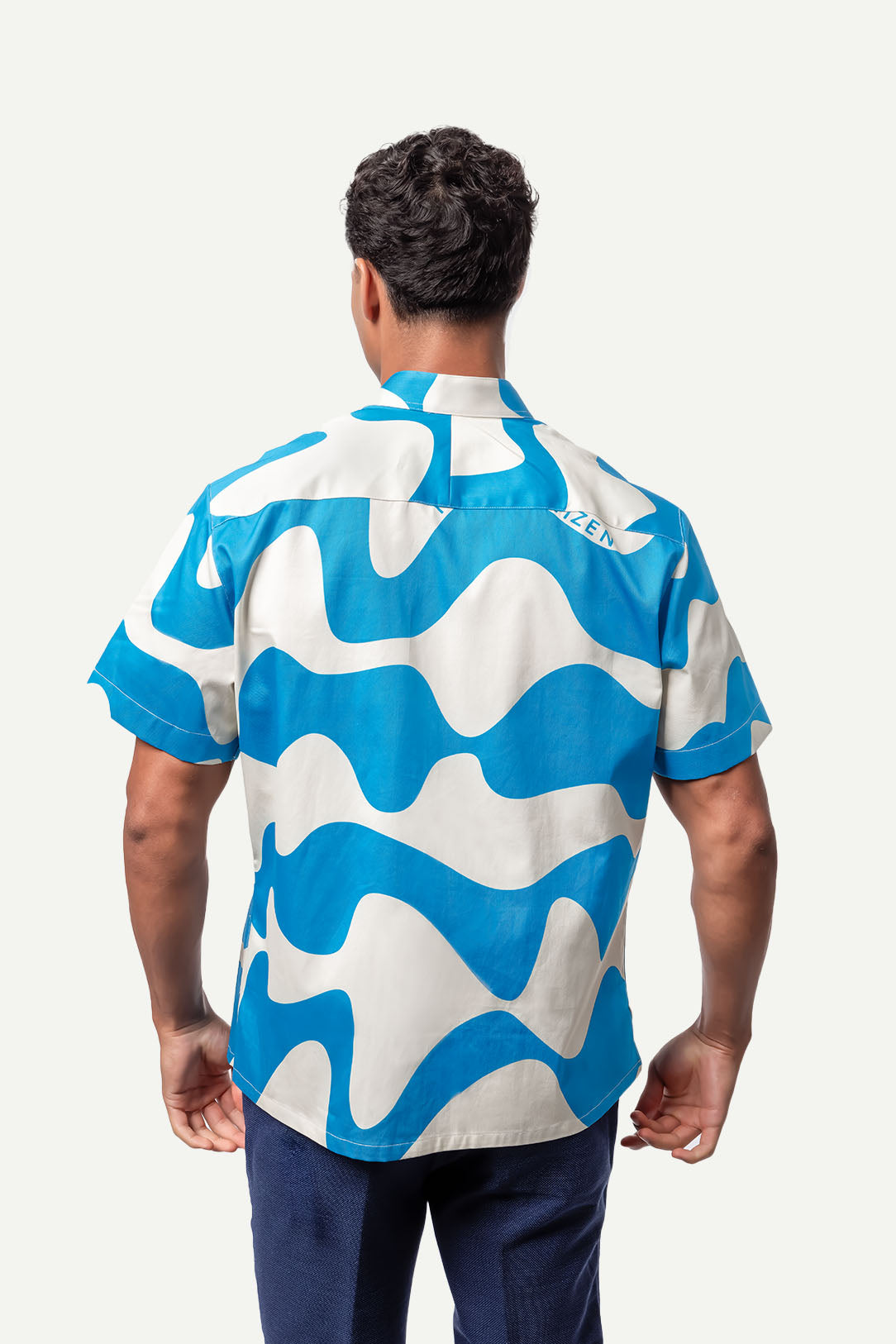 Psychedelic Wave Printed Shirt - Azure Blue