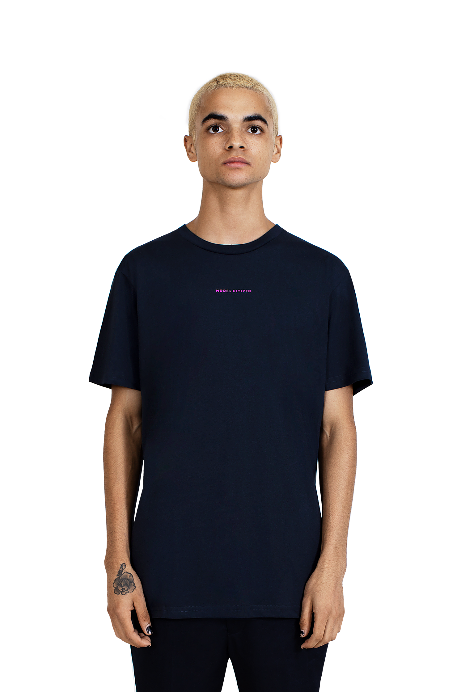 Neon Magenta Navy Short Sleeve T-Shirt