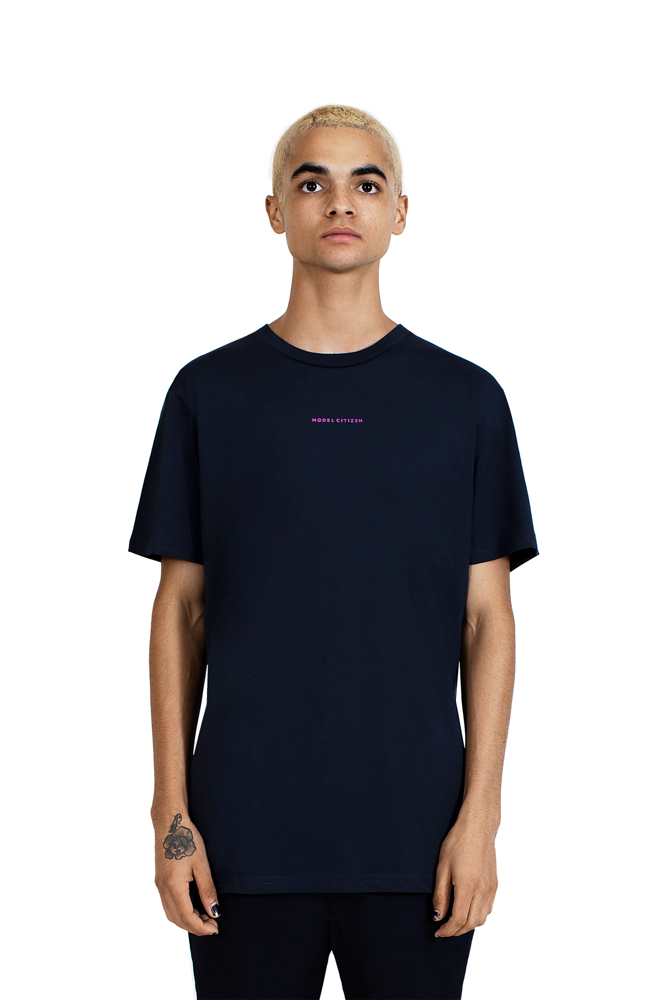 Neon Magenta Navy Short Sleeve T-Shirt