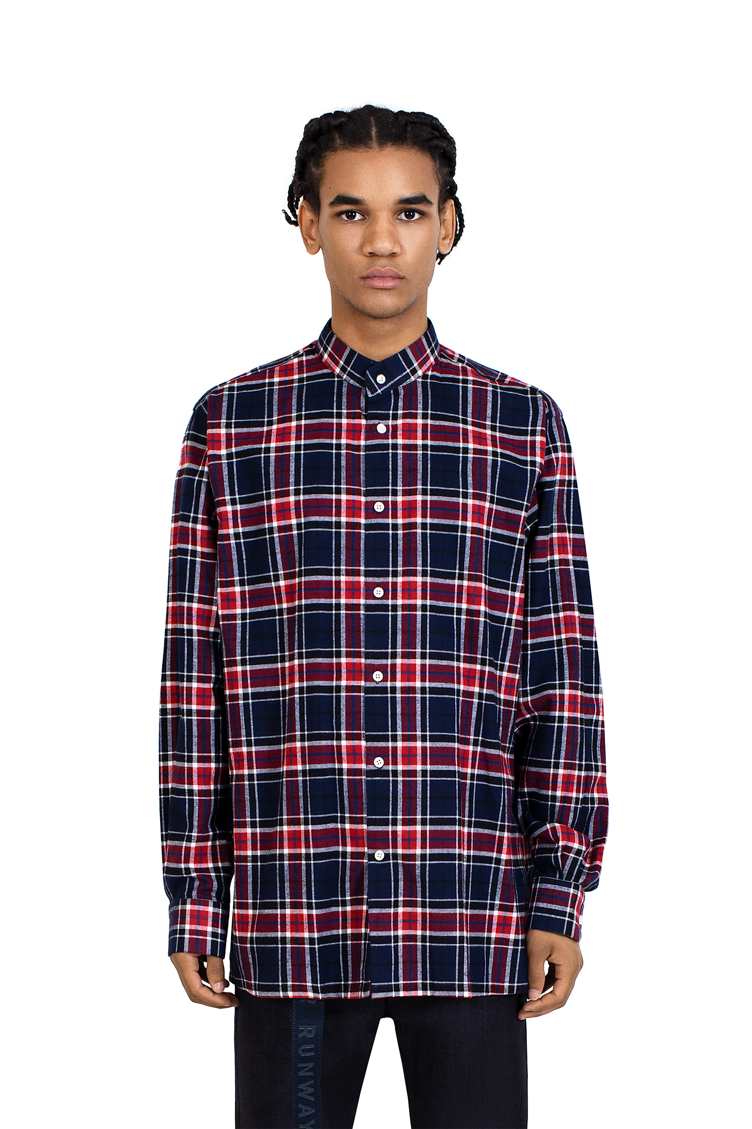 Navy Maroon Flannel Oversized Shirt