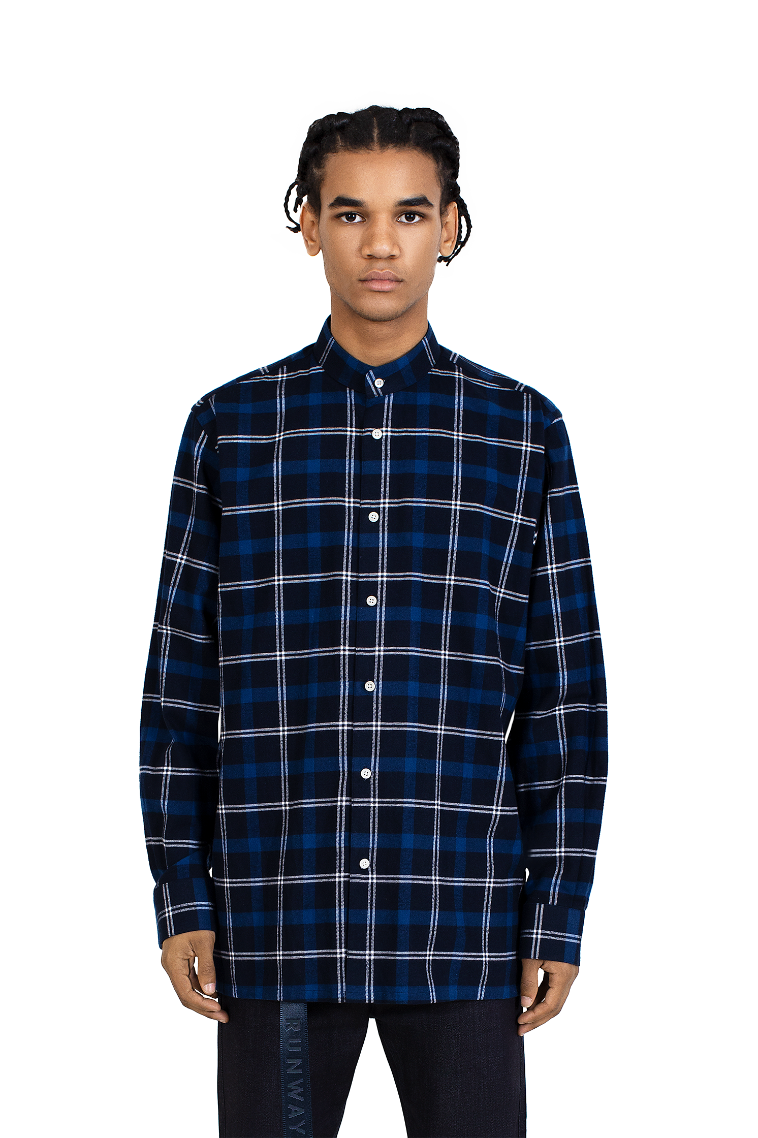 Flannel Check Shirt in Navy/White