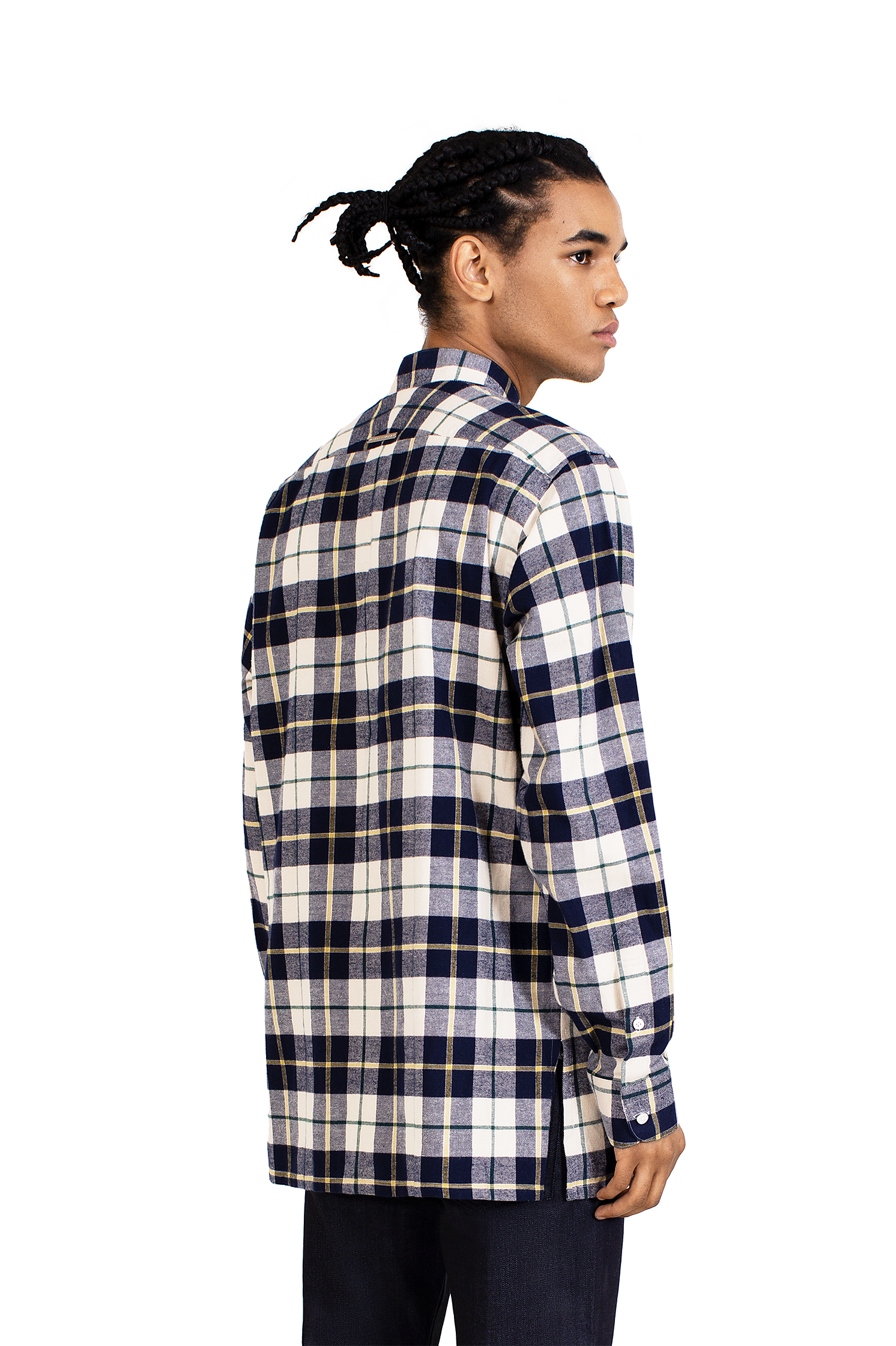 Beige Navy Flannel Oversized Shirt