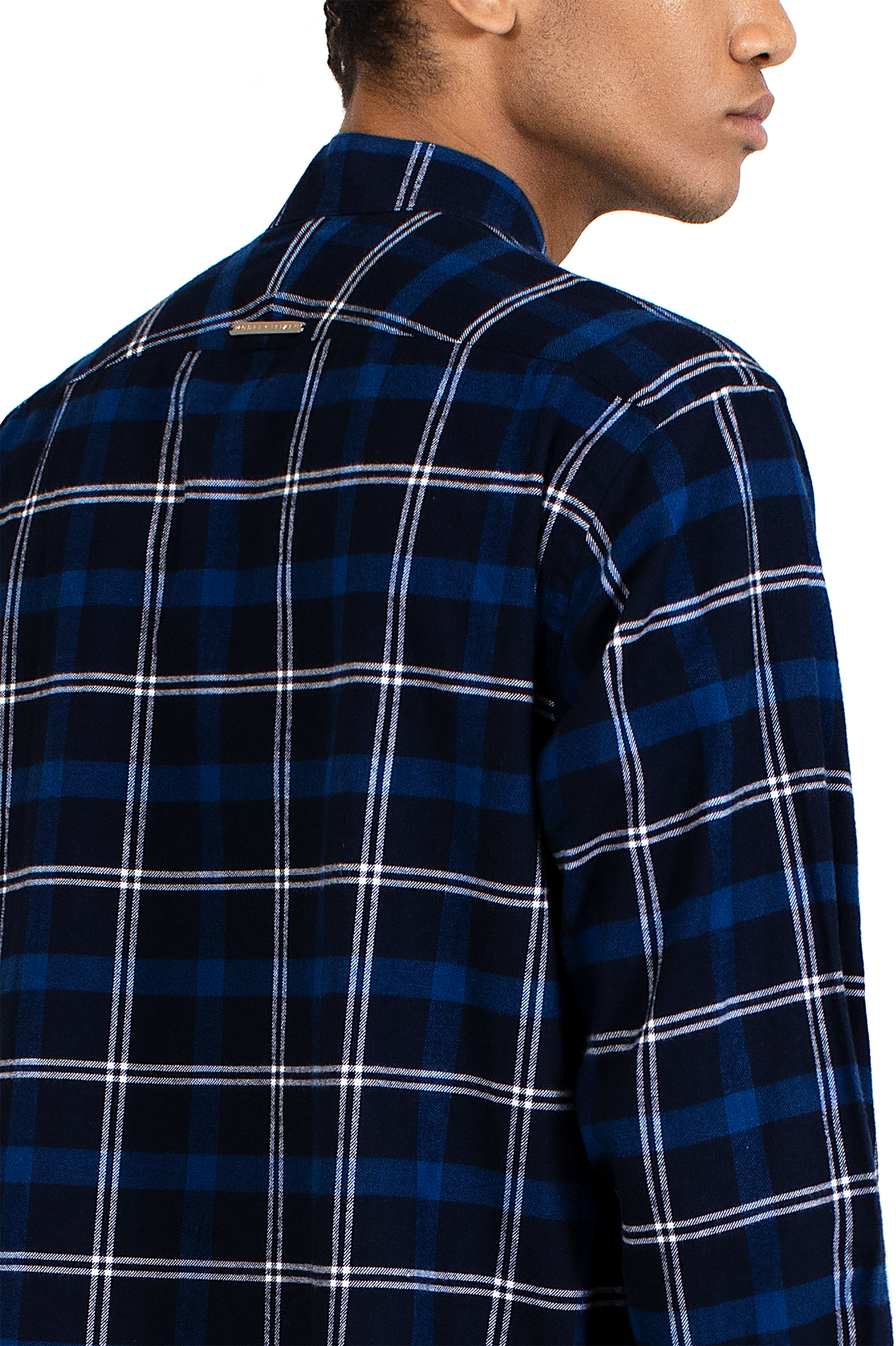 Flannel Check Shirt in Navy/White