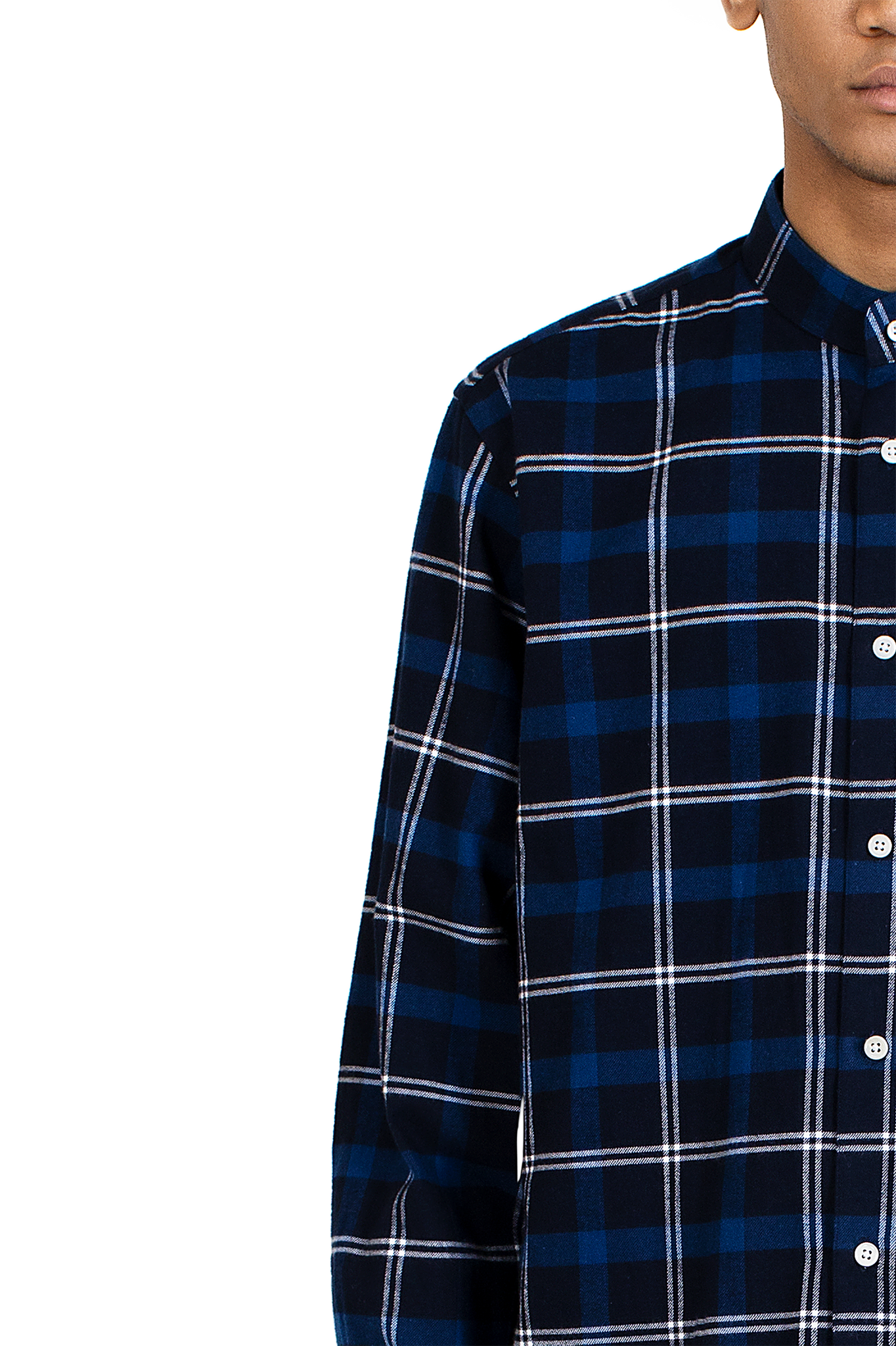 Flannel Check Shirt in Navy/White