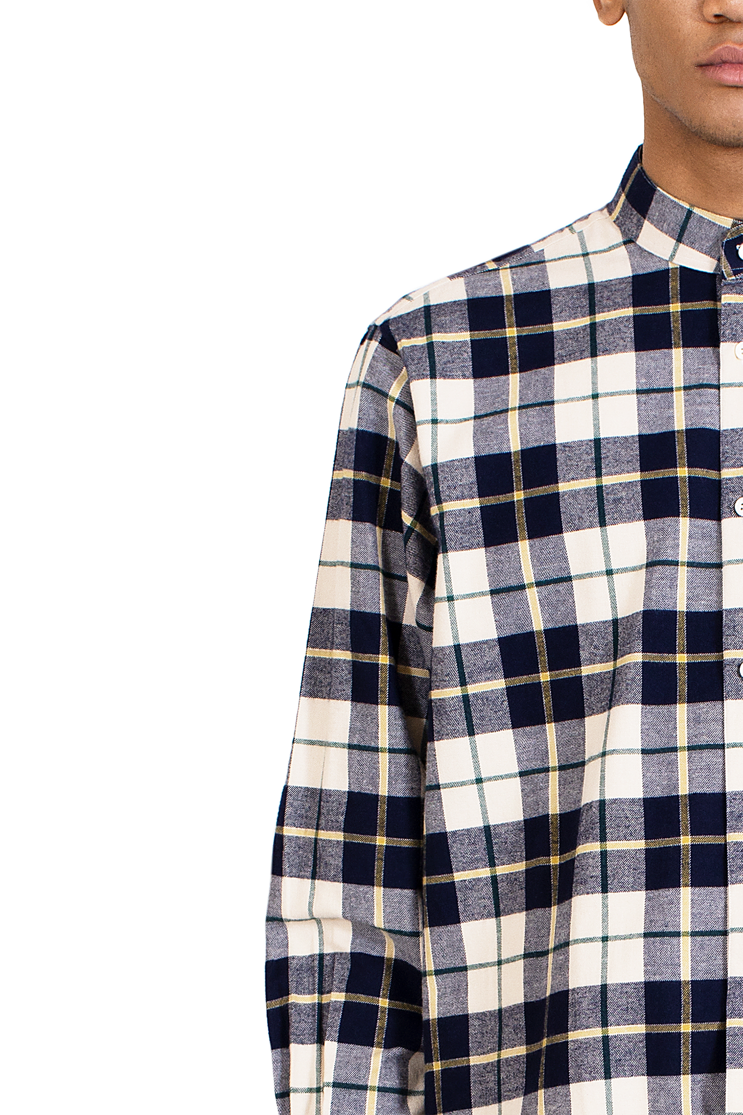 Beige Navy Flannel Oversized Shirt