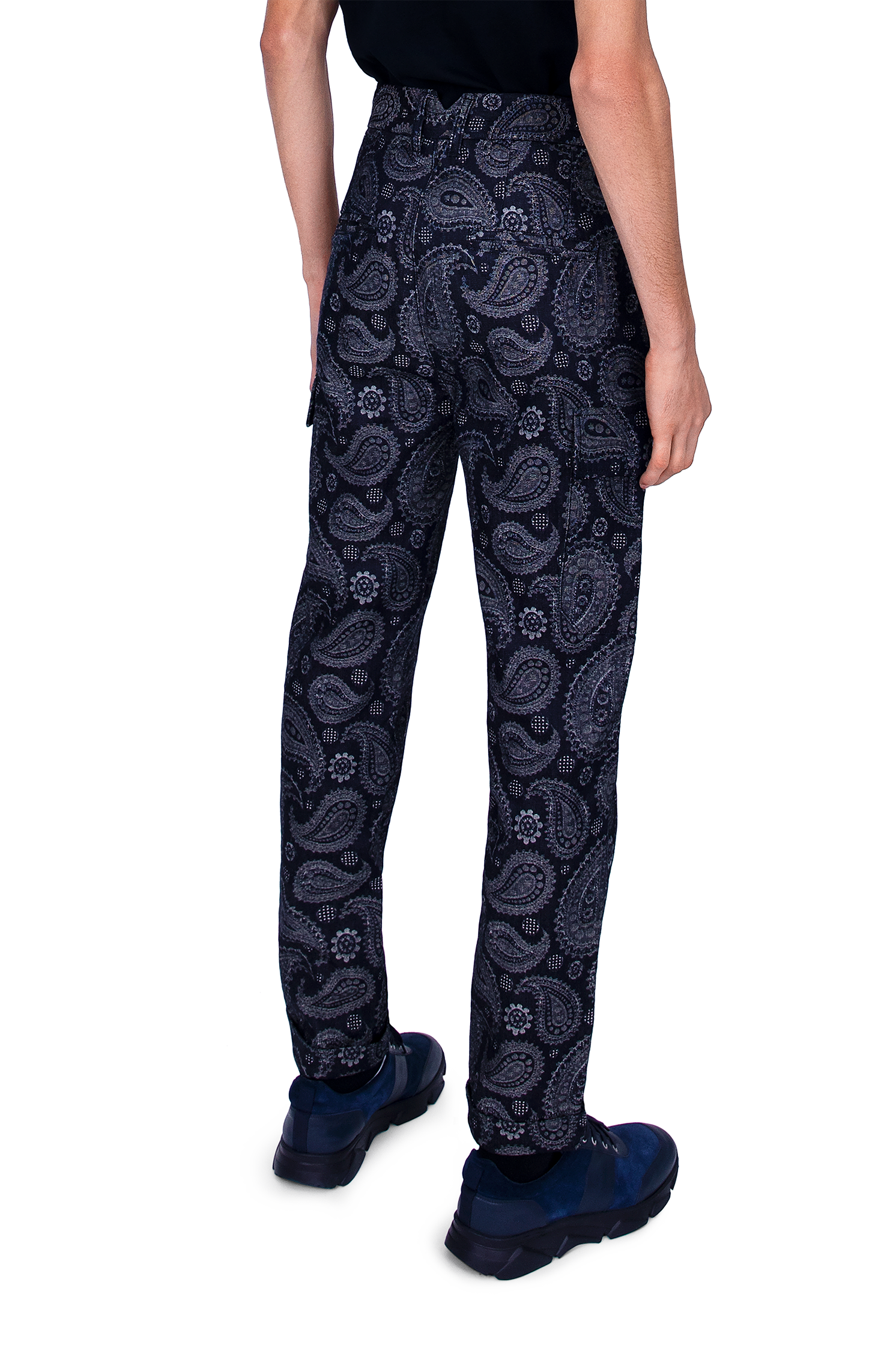 Paisley Jacquard Denim Cargo Pants