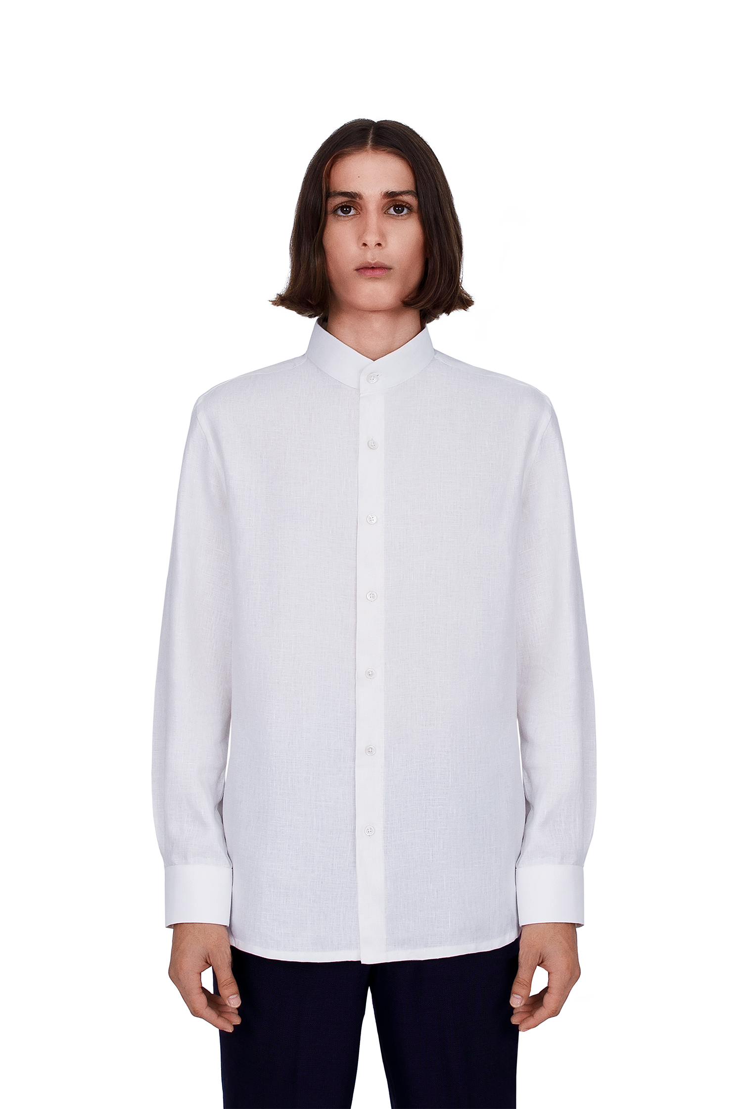 Long Sleeved Linen Shirt in White