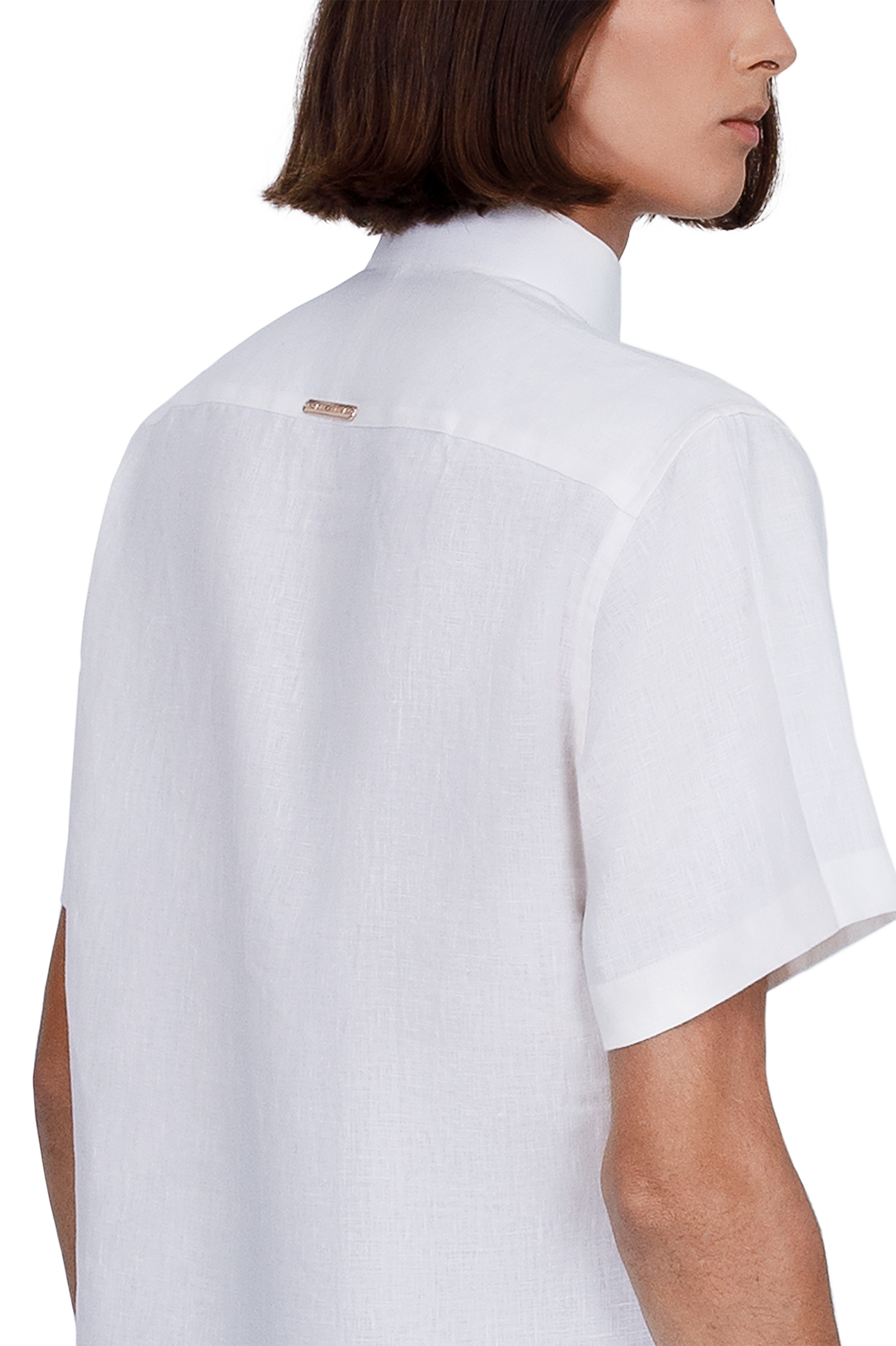 Short Sleeved Linen Shirt in White