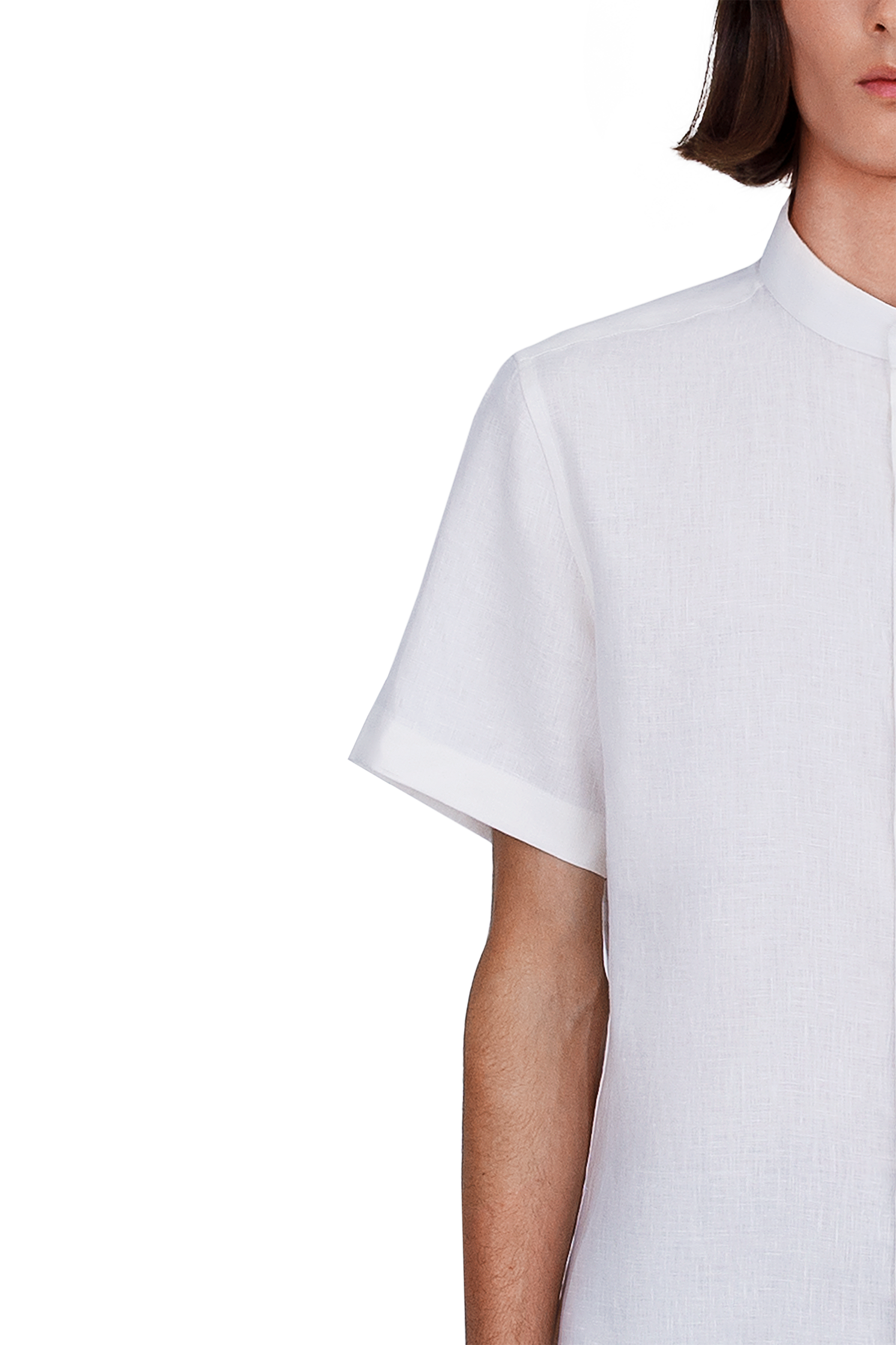 Short Sleeved Linen Shirt in White